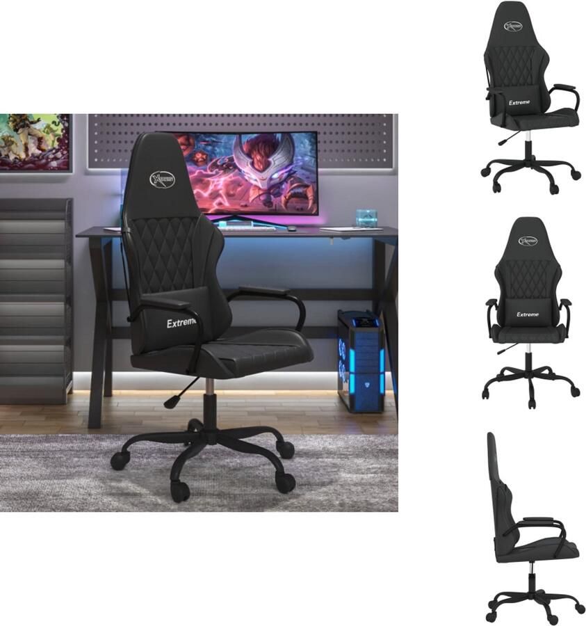 VidaXL Gamingstoel Gamingstoelen Televisiestoel Computer Stoel Massage gamestoel kunstleer zwart