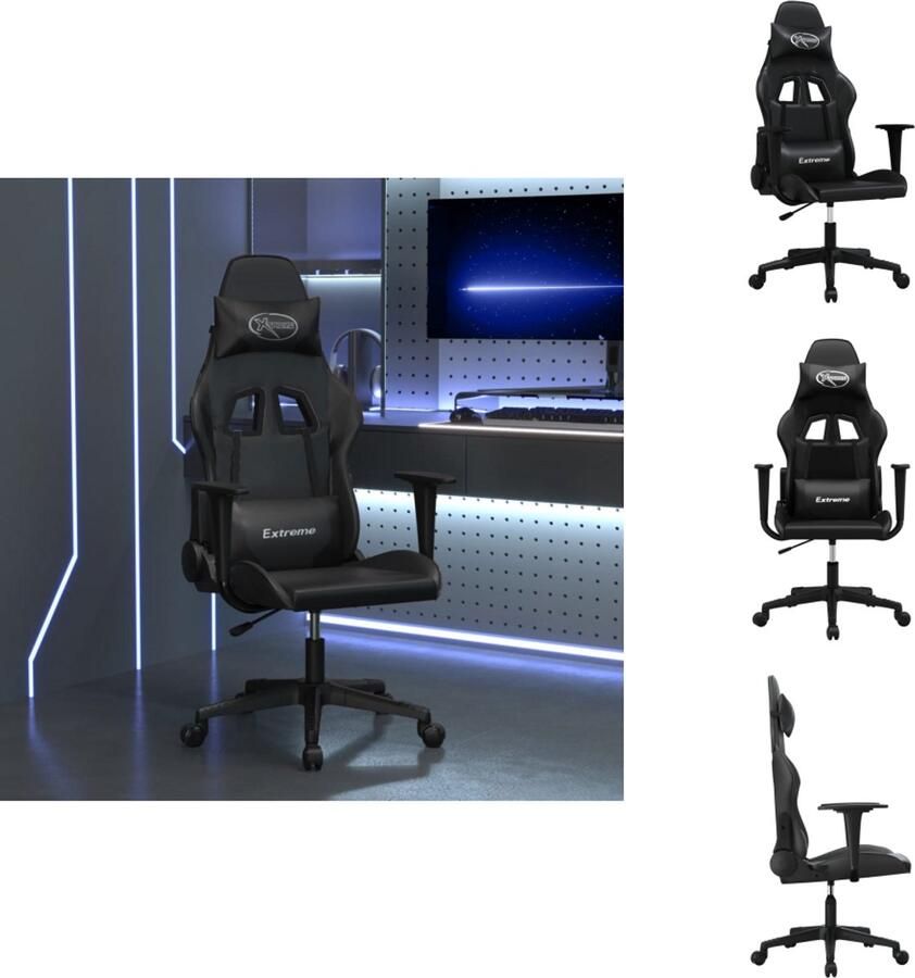 VidaXL Gamingstoel Gamingstoelen Televisiestoel Computer Stoel Massage gamestoel kunstleer zwart