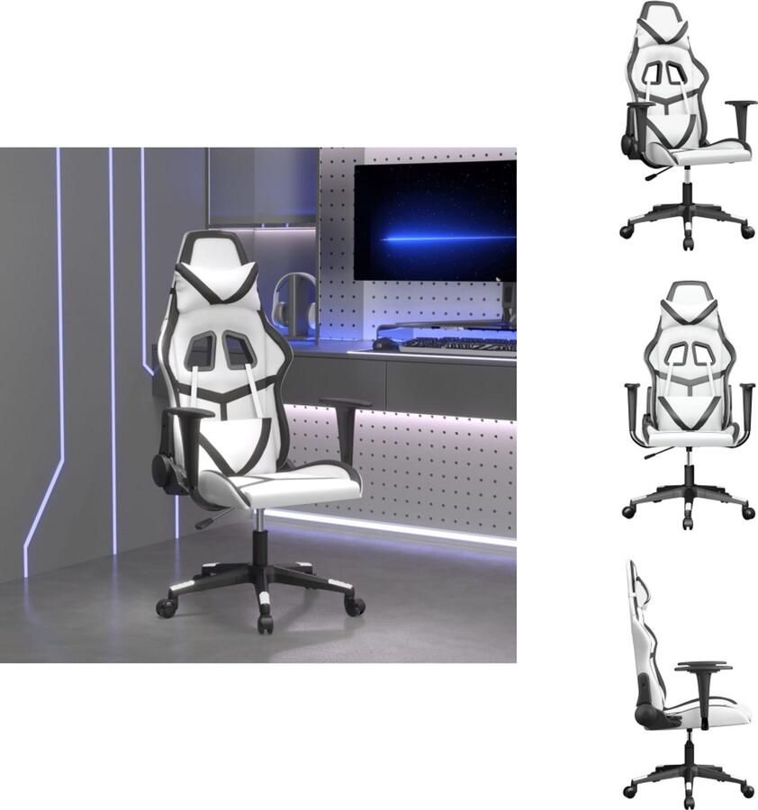 VidaXL Gamingstoel Gamingstoelen Televisiestoel Racingstoel Gamestoel kunstleer wit en zwart