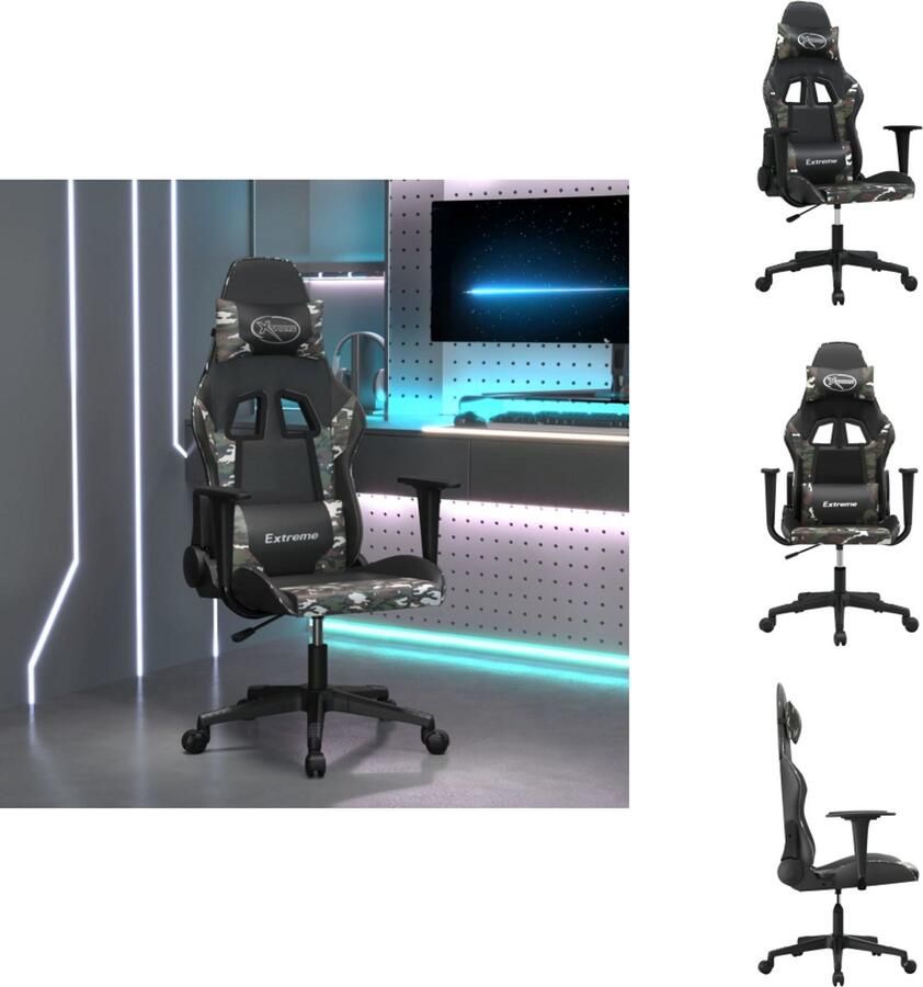 VidaXL Gamingstoel Gamingstoelen Televisiestoel Racingstoel Gamestoel kunstleer zwart en camouflage