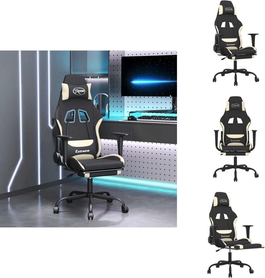 VidaXL Gamingstoel Gamingstoelen Televisiestoel Racingstoel Gamestoel met voetensteun en massagefunctie stof zwart en rood
