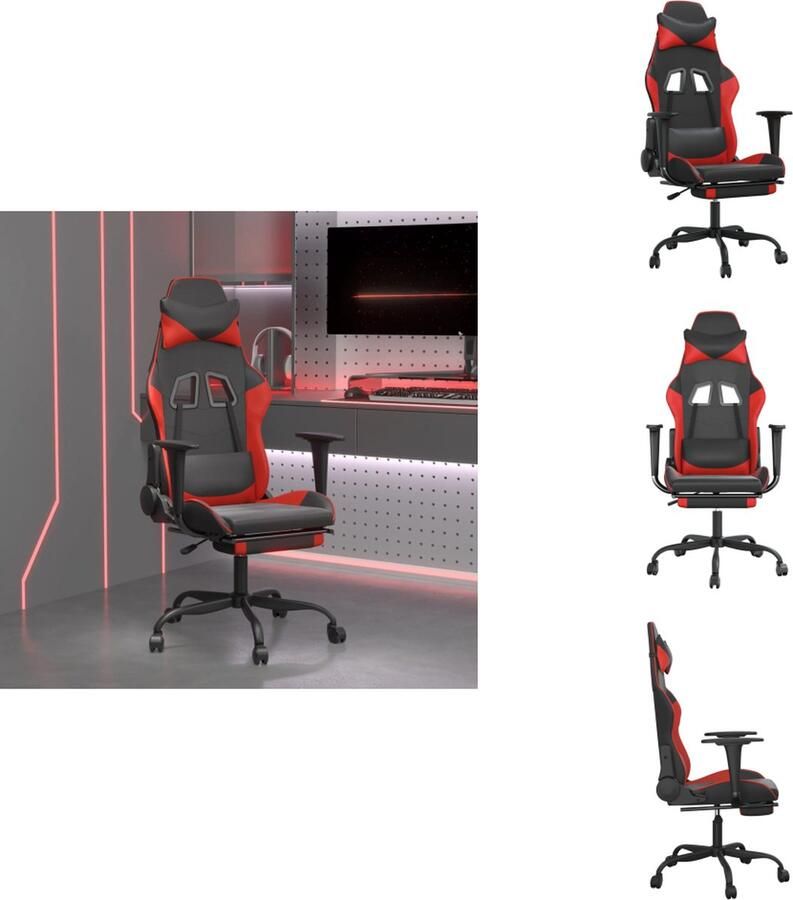 VidaXL Gamingstoel Gamingstoelen Televisiestoel Racingstoel Gamestoel met voetensteun kunstleer zwart en rood