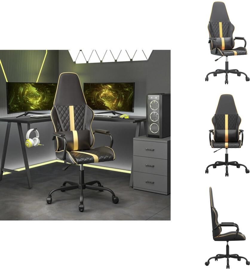 VidaXL Gamingstoel Gamingstoelen Televisiestoel Televisiestoelen Gamestoel kunstleer zwart en goud