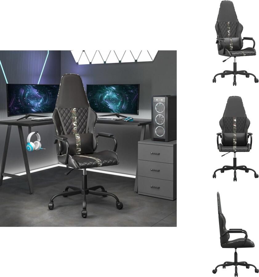 VidaXL Gamingstoel Gamingstoelen Televisiestoel Televisiestoelen Gamestoel kunstleer zwart en camouflage