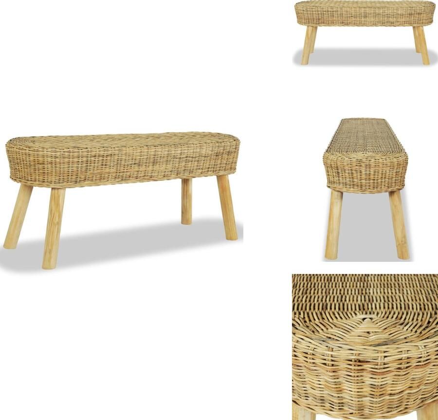 VidaXL Gangbank Gangbanken Gang Bank Gang Banken Halbankje 110x35x45 cm natuurlijk rattan