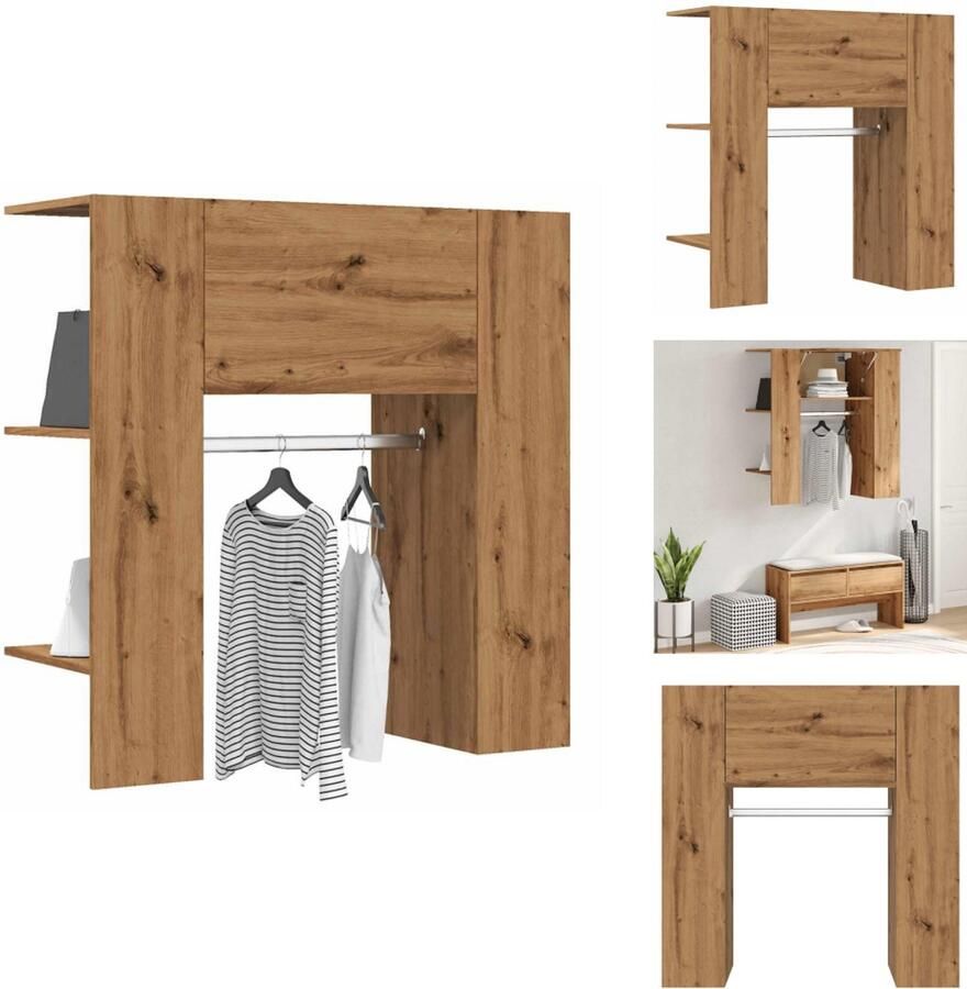 VidaXL Gangkast Gangkasten Gangmeubel Gangkast Halmeubel 97 5x37x99 cm bewerkt hout artisanaal eikenkleurig