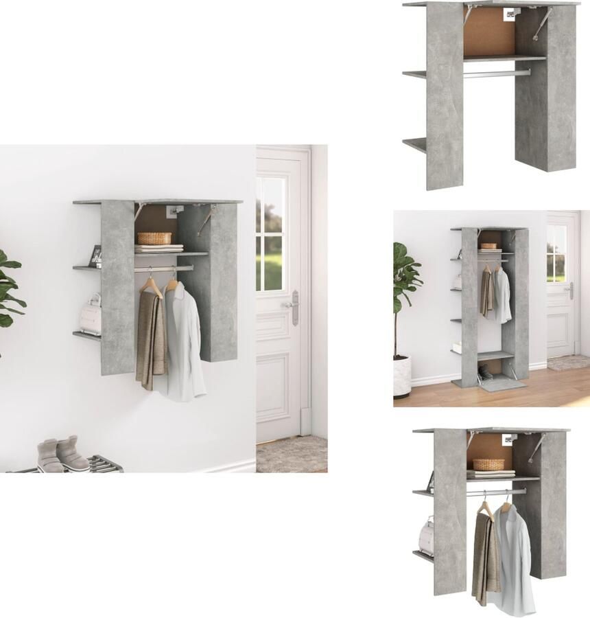 VidaXL Gangkast Gangkasten Gangmeubel Gangkast Halmeubel 97 5x37x99 cm bewerkt hout betongrijs