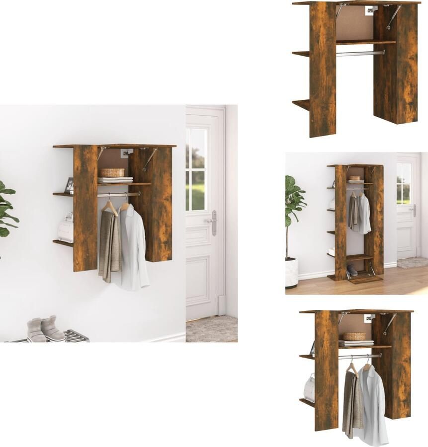 VidaXL Gangkast Gangkasten Gangmeubel Gangkast Halmeubel 97 5x37x99 cm bewerkt hout gerookt eikenkleurig - Foto 2