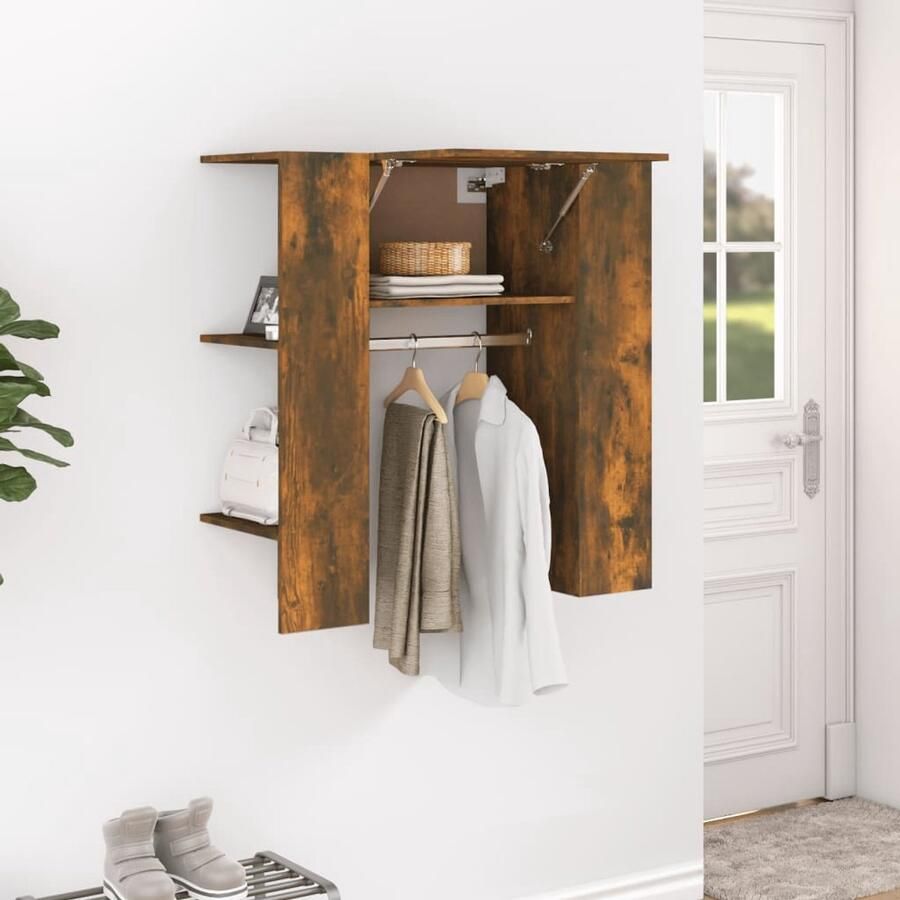 VidaXL Halmeubel Bewerkt Hout Gerookt Eiken Gangkast Kastje Bergruimte Houten Kast Vintage Stijl