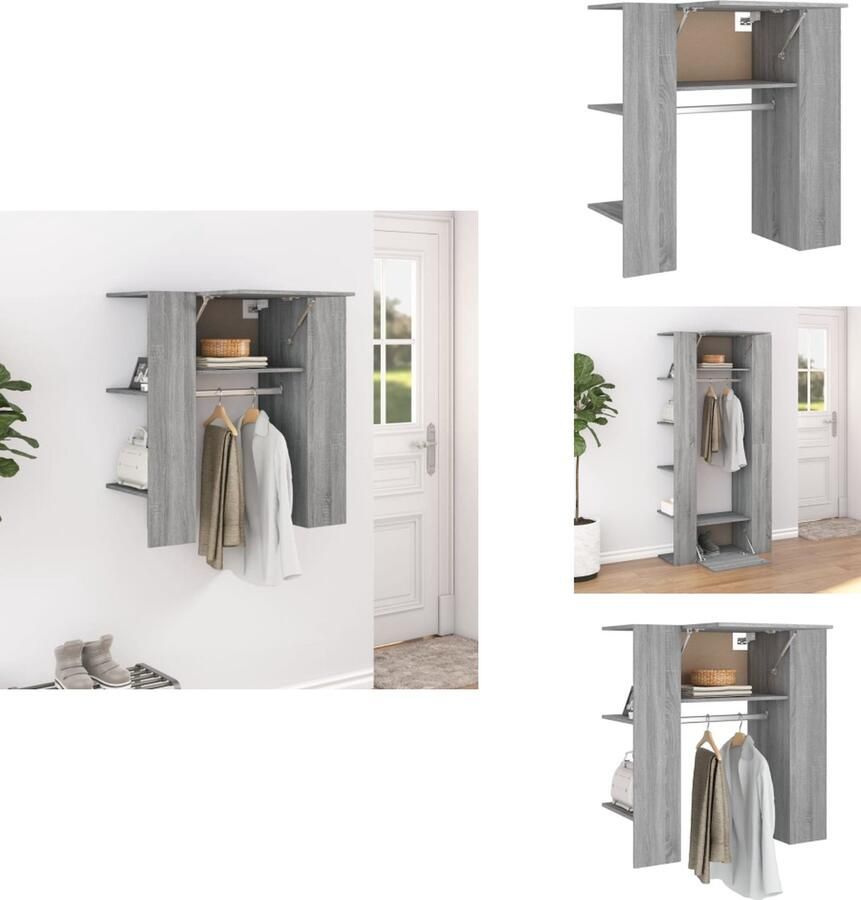 VidaXL Gangkast Gangkasten Gangmeubel Gangkast Halmeubel 97 5x37x99 cm bewerkt hout grijs sonoma eikenkleurig
