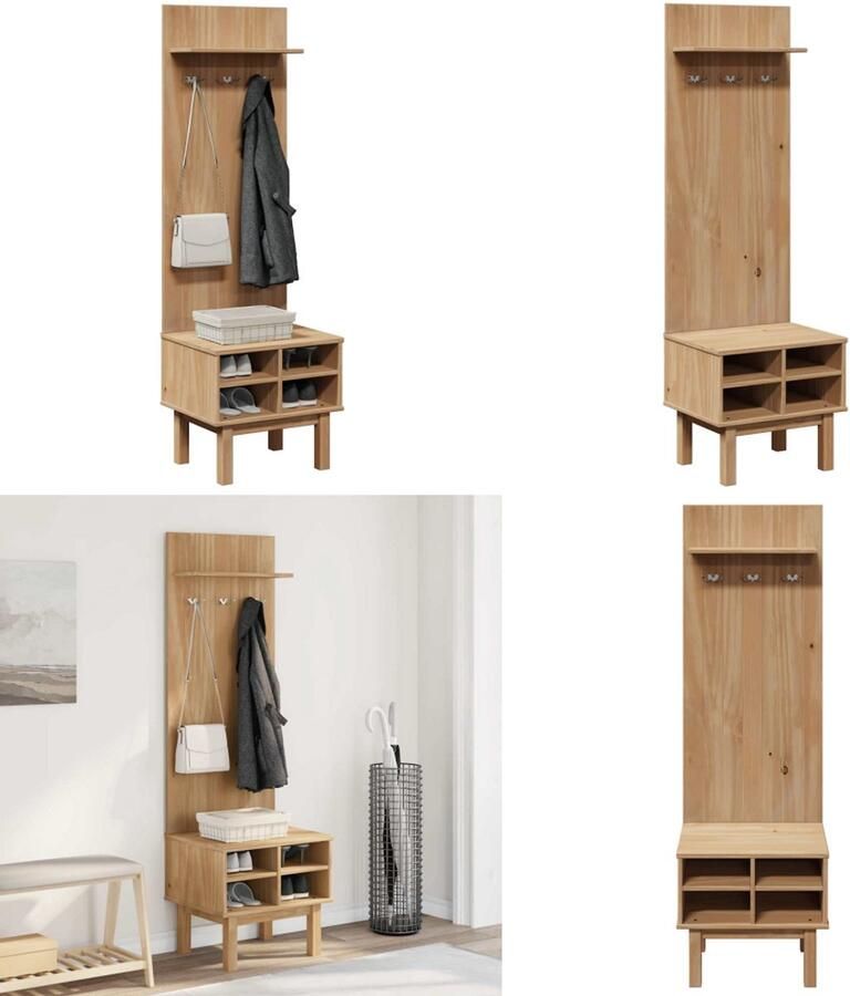 VidaXL Gangkast OTTA 50x40x160 cm massief grenenhout Halmeubel Halmeubelen Gangkast Halkast