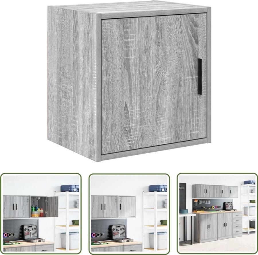 VidaXL Garage wandkast bewerkt hout grijs Sonoma Garage Kast Wandkast Opslagoplossing Houten Kast Grijze Kast