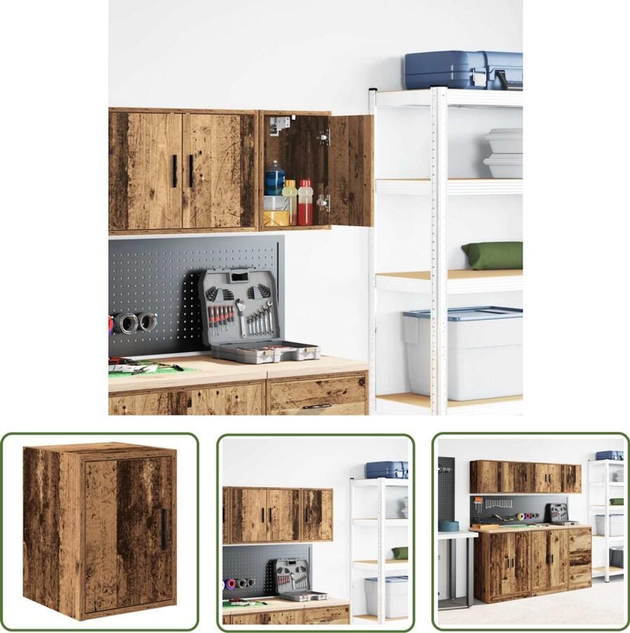 VidaXL Garage wandkast bewerkt hout oud hout Garage Kast Opslagkast Houten Kast Muurhanger Gereedschapskast