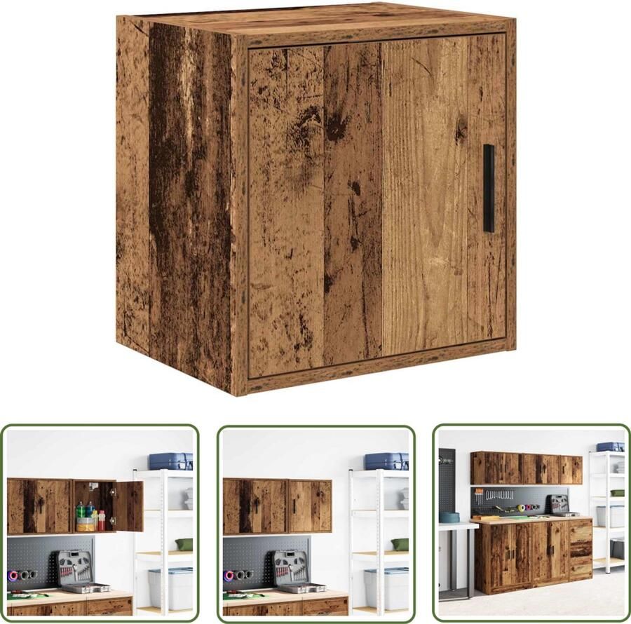 VidaXL Garage wandkast bewerkt hout oud hout Garage Opslag Houten Kast Muurplank Gereedschapsopstelling Tool Organizer