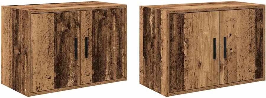 VidaXL Garage wandkasten 2 st bewerkt hout oud hout