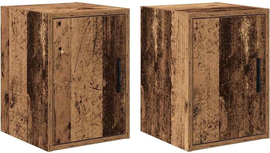 VidaXL Garage wandkasten 2 st bewerkt hout oud hout