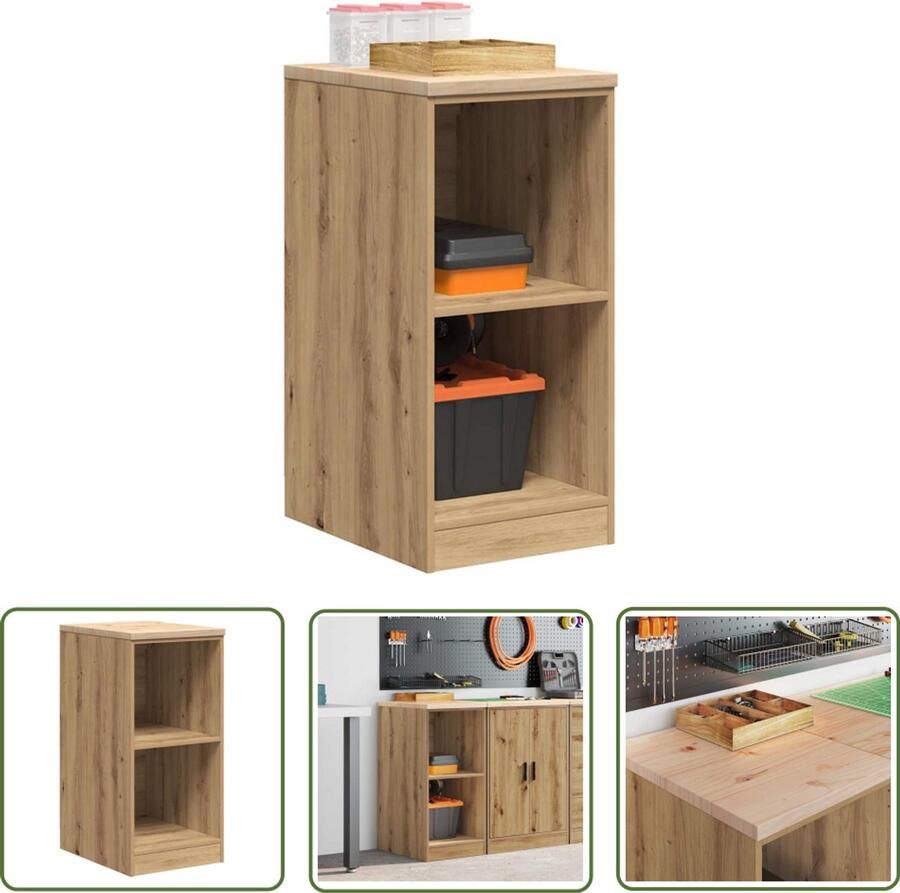 VidaXL Garagekast 40x51x85 cm massief grenenhout artisan eikenkleurig Garagekast Opbergkast Gereedschapsschuif Atelierkasten DIY