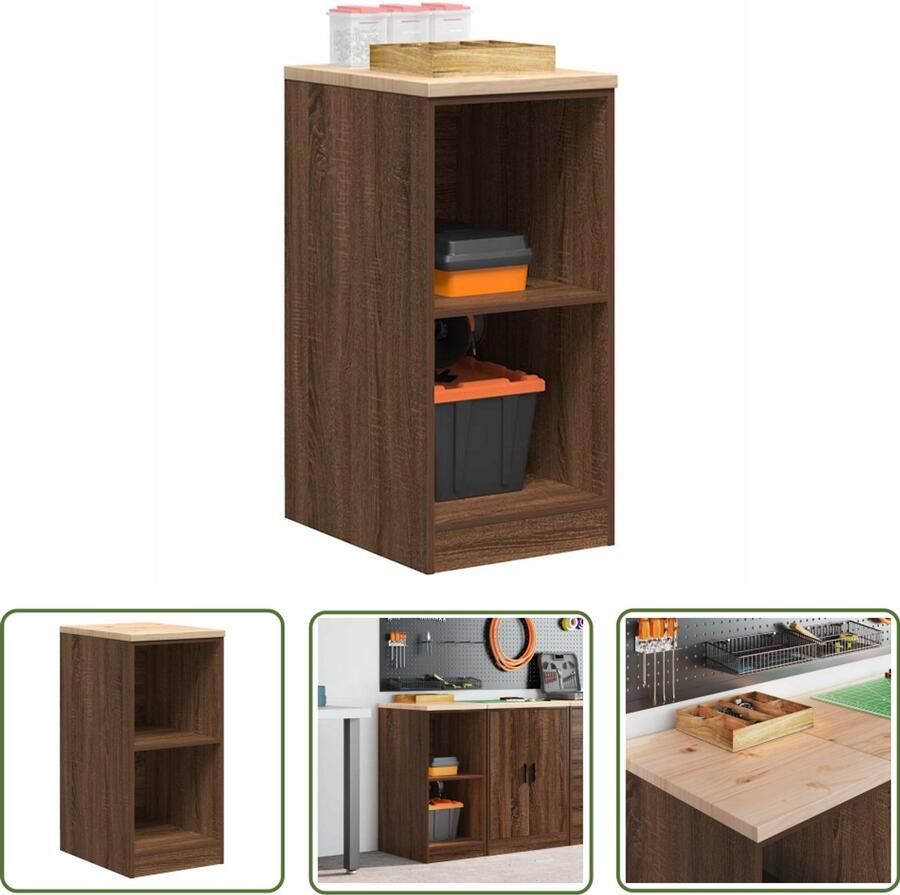 VidaXL Garagekast 40x51x85 cm massief grenenhout bruin eikenkleurig Garagekast Opbergkast Gereedschapsschuif Werkbank DIY