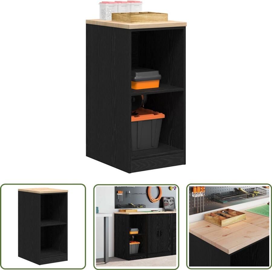 VidaXL Garagekast 40x51x85 cm massief grenenhout zwart Garagekast Opbergkast Gereedschap DIY Workshop