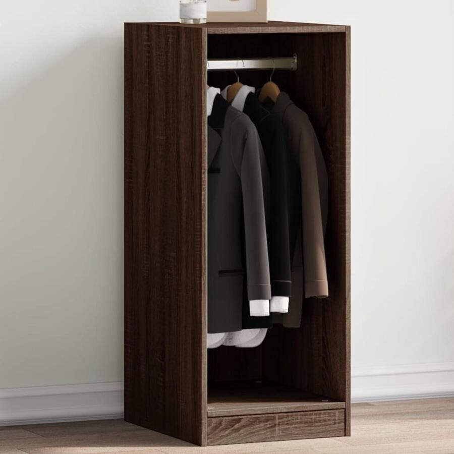 The Living Store Kledingrek Vaste Stang Hout 48 x 41 x 102 cm Bruineiken Duurzaam houten kast met voldoende opbergruimte Kledingkast Garderobe Kleding Rek Houten Kledingkast Bruine Eiken Kast