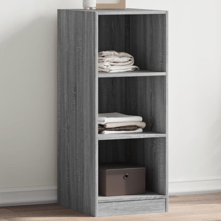 The Living Store Kledingkast 48x41x102 cm bewerkt hout grijs sonoma eikenkleurig Kledingkast Garderobe Kleding Rek Houten Kledingkast Grijze Kledingkast