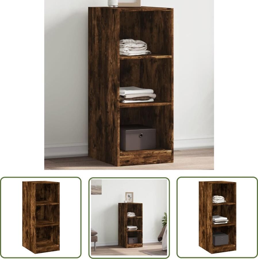The Living Store Kledingkast 48x41x102 cm bewerkt hout gerookt eikenkleurig Kledingrek Garderobe Opbergoplossing Houten Kledingkast Bruine Kledingkast
