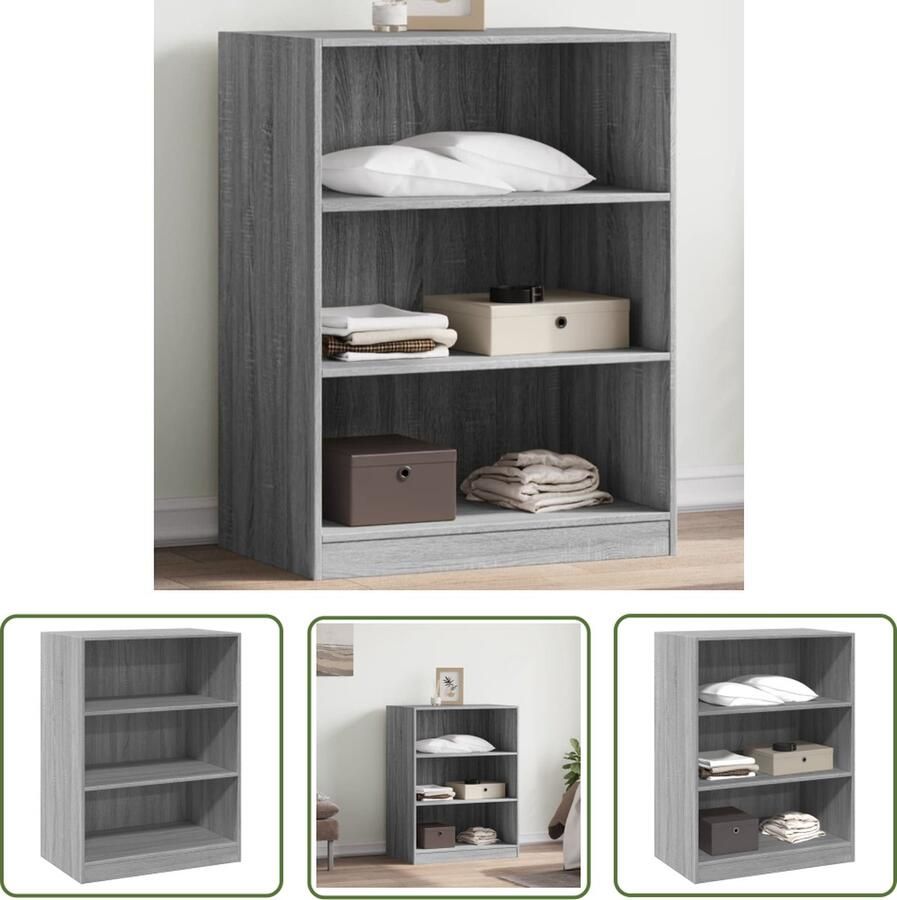 The Living Store Kledingrek Grijs Sonoma Eiken 77 x 48 x 102 cm Duurzaam houten design Kledingrek Garderobe Kledingopbergers Houten Kledingrek Grijze Kledingkast