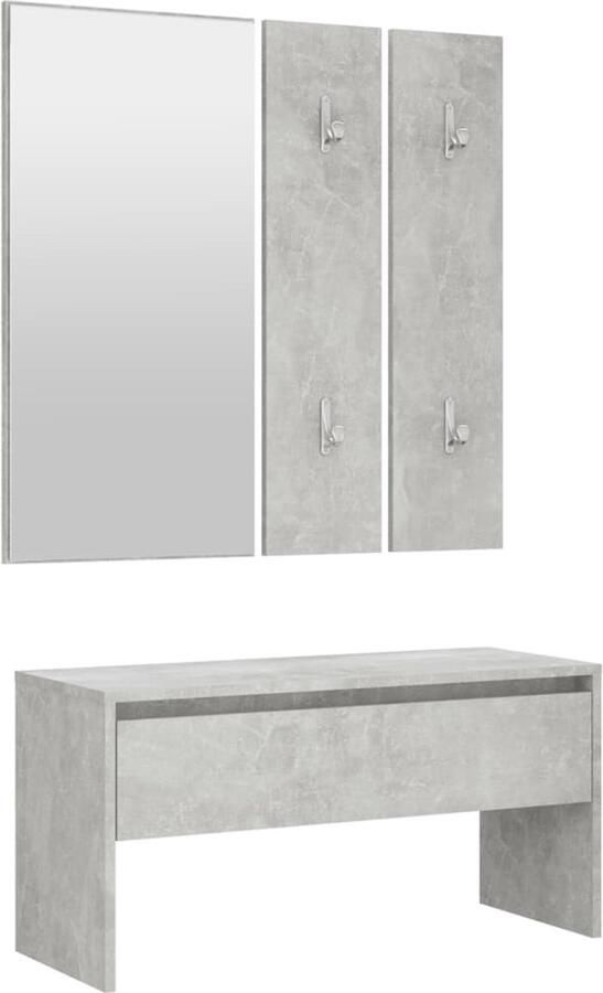 VidaXL Garderobe set bewerkt hout betongrijs Halmeubelset Halmeubelsets Halmeubel Garderobeset
