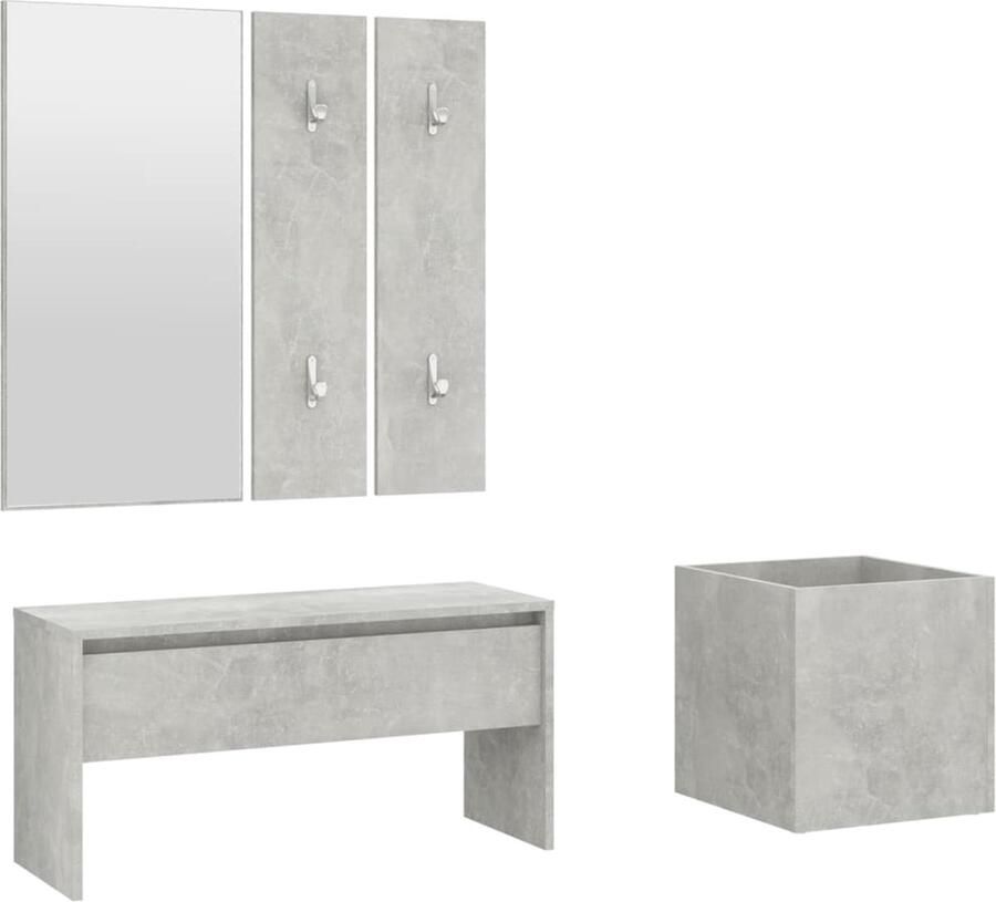 VidaXL -Halmeubelset-bewerkt-hout-betongrijs - Foto 2