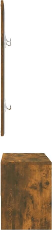 VidaXL Garderobeset Hout Gerookt Eiken Halbank Bruine Halbank Ingerichte Hal Garderobe Kastje Vintage Meubels Houten Bank Compact Meubel Opbergoplossing Mirror - Foto 2