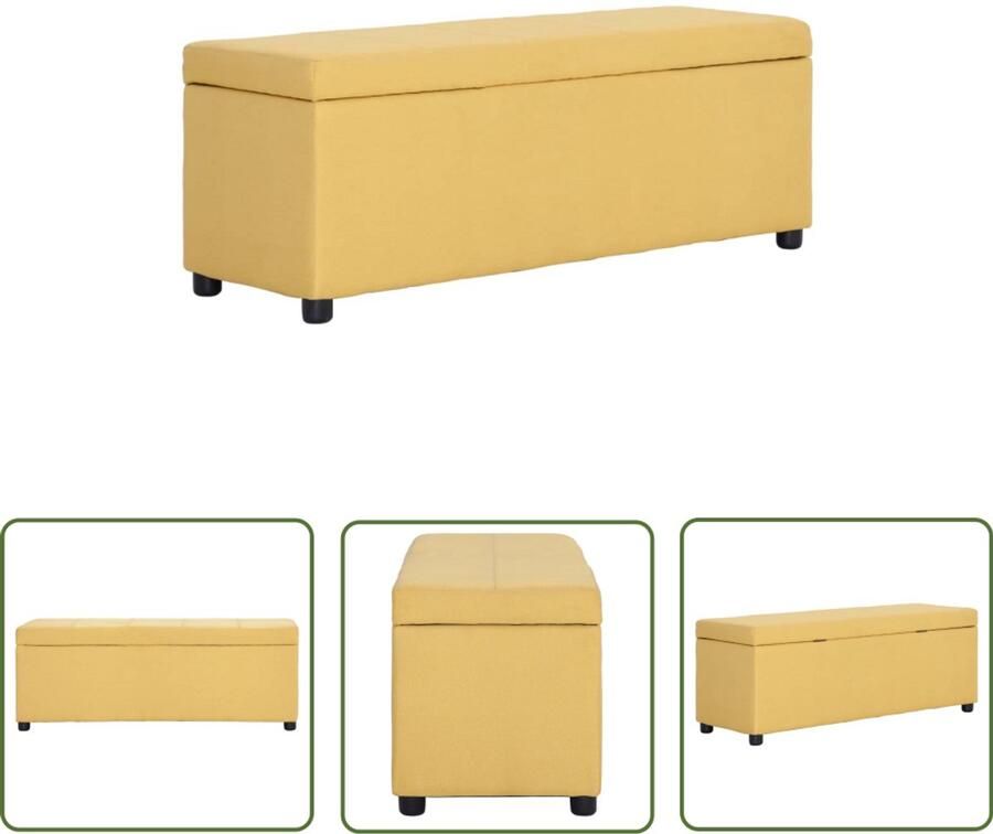 The Living Store Bankje met opbergvak 116 cm polyester geel Opbergbank Geel Bankje Salontafel Zitbankje Opbergruimte