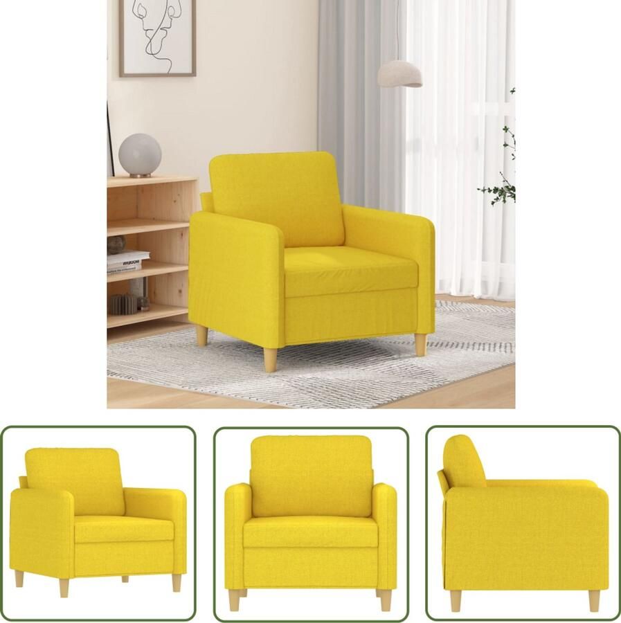 VidaXL Fauteuil 60 cm stof lichtgeel Fauteuil Geel Velours Stoffen Fauteuil Lounge Stoel