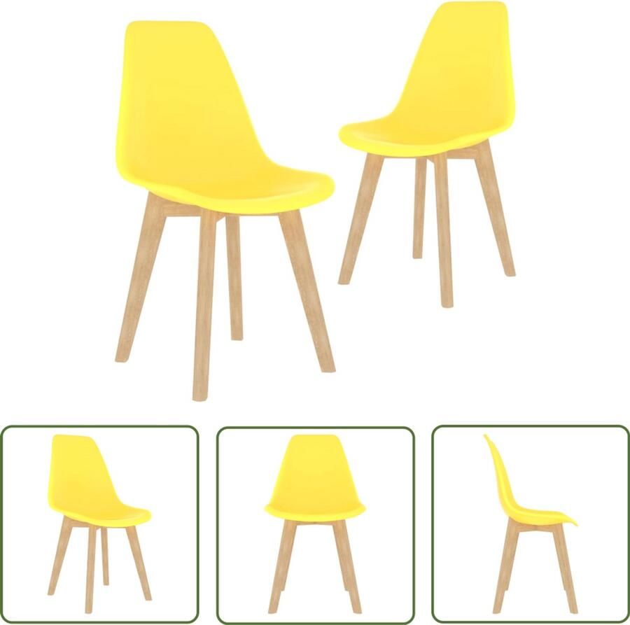VidaXL Gelbe Eetkamerstoel Minimalistische Eetkamerstoel Eetkamerstoelen 2 st kunststof geel Eetkamerstoel Polypropylene Houten Eetkamerstoel Ergonomische Eetkamerstoel