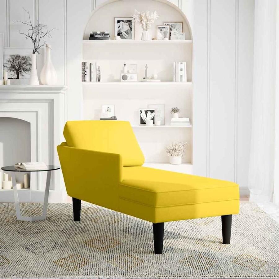 VidaXL Gele Chaise Longue met Kussen & Armleuning Chaise Longue Chaise Longues Chaise Lounge Stoel Chaise Lounge Fauteuil
