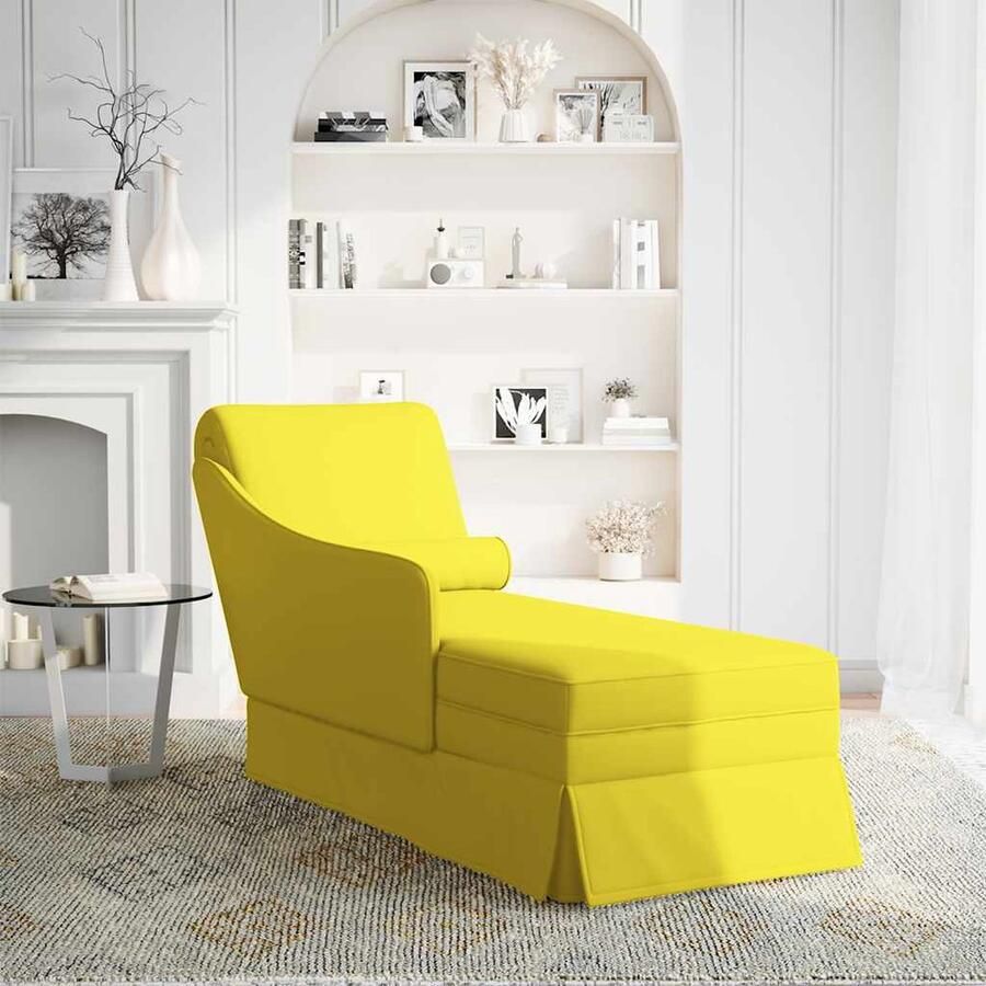 VidaXL Gele Fluwelen Chaise Longue met Bolster Chaise Longue Chaise Longues Chaise Lounge Stoel Chaise Lounge Fauteuil