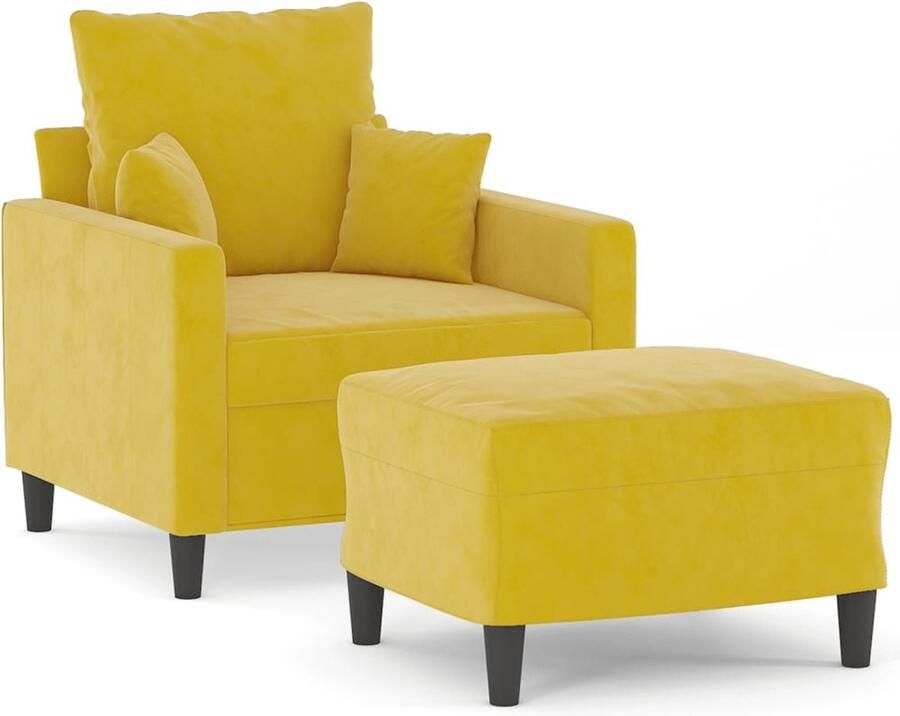 VidaXL Gele Fluwelen Fauteuil met Voetenbank