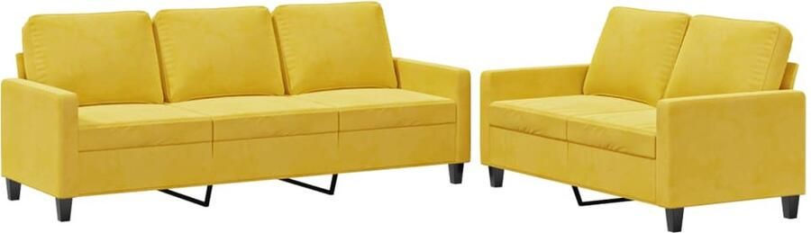 The Living Store Loungeset Zacht Fluweel 2 en 3-Zitsbank Geel Comfortabele Zitervaring Loungebank Bankstel Fluweelbanks Gele Bank 2 Persoons Bank - Foto 2