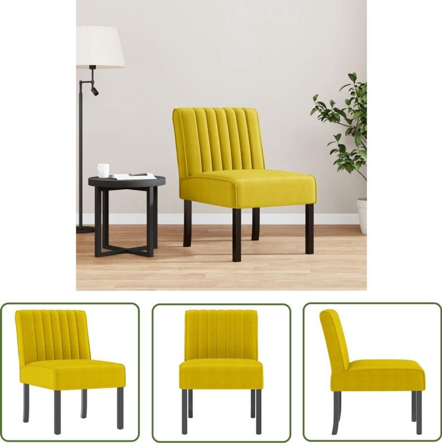 VidaXL Gele Stoel Fluwelen Stoel fluweel geel Eetkamerstoelen Salontafel Lounge Stoel