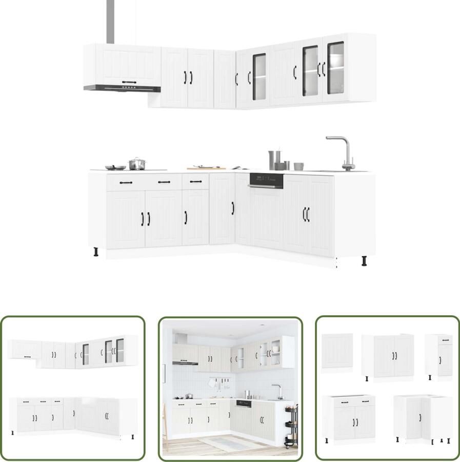 The Living Store 11-delige Keukenkastenset Lucca bewerkt hout wit Keuken Kast Houten Keuken Witte Keuken Keukenmeubels Opslagruimte