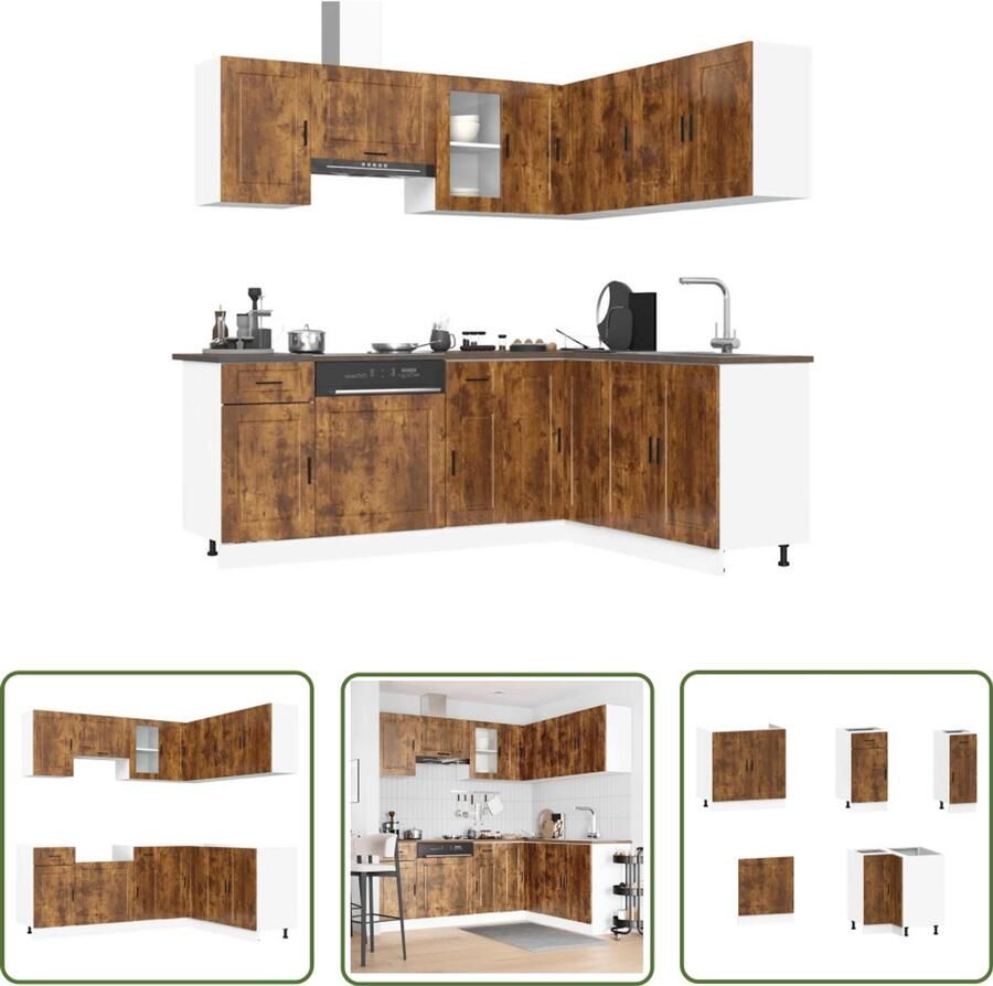 VidaXL 11-delige Keukenkastenset Porto bewerkt hout gerookt eiken Dynamische Sleutel Gereedschap Draper Tools Klikmechanisme Torque Wrench