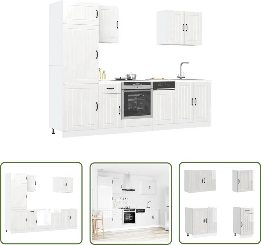 VidaXL 7-delige Keukenkastenset Lucca bewerkt hout glanzend wit Dynamische Sleutel Gereedschap Klikmechanisme Torque Wrench Draadloos