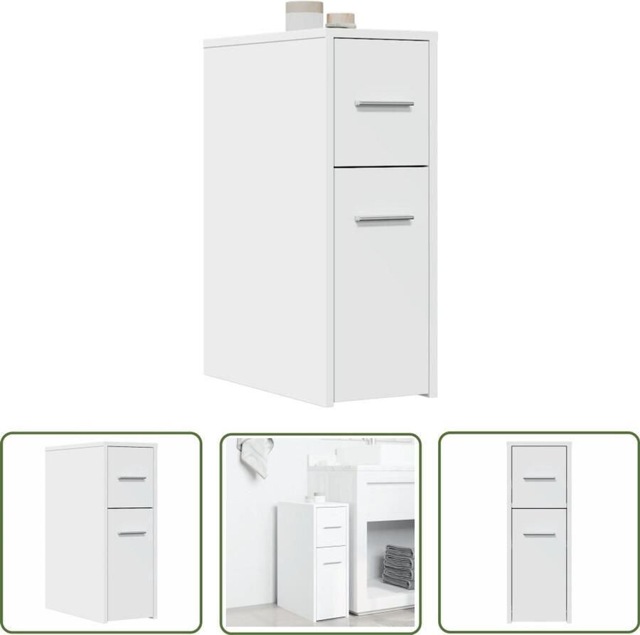 The Living Store Badkamerkast smal met wielen bewerkt hout wit Dynamische Sleutel Gereedschap Klikmechanisme Torque Wrench Spanner Set