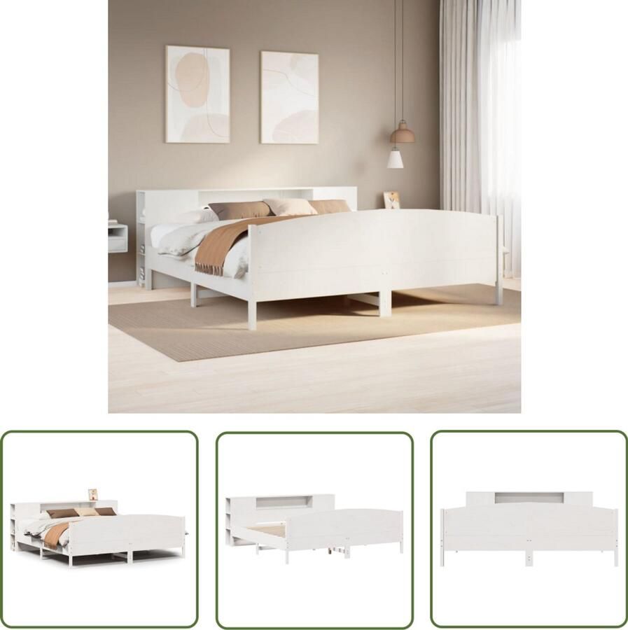 VidaXL Gereedschap Dynamische Sleutel Bed met boekenkast zonder matras grenenhout wit 180x200 cm Mechanica Sleutelsysteem Torque Wrench