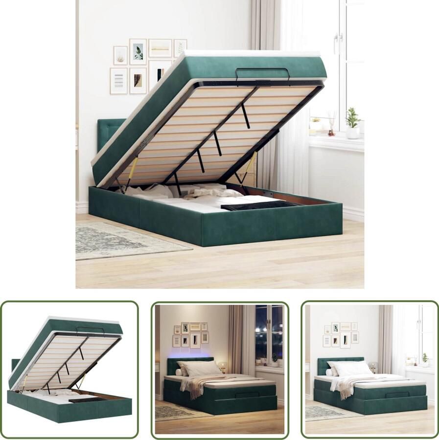 VidaXL Gereedschap Dynamische Sleutel Bed poef met matras en LED's 120x190 cm fluweel donkergroen Klik Mechanisme Torque Wrench Inch Pound