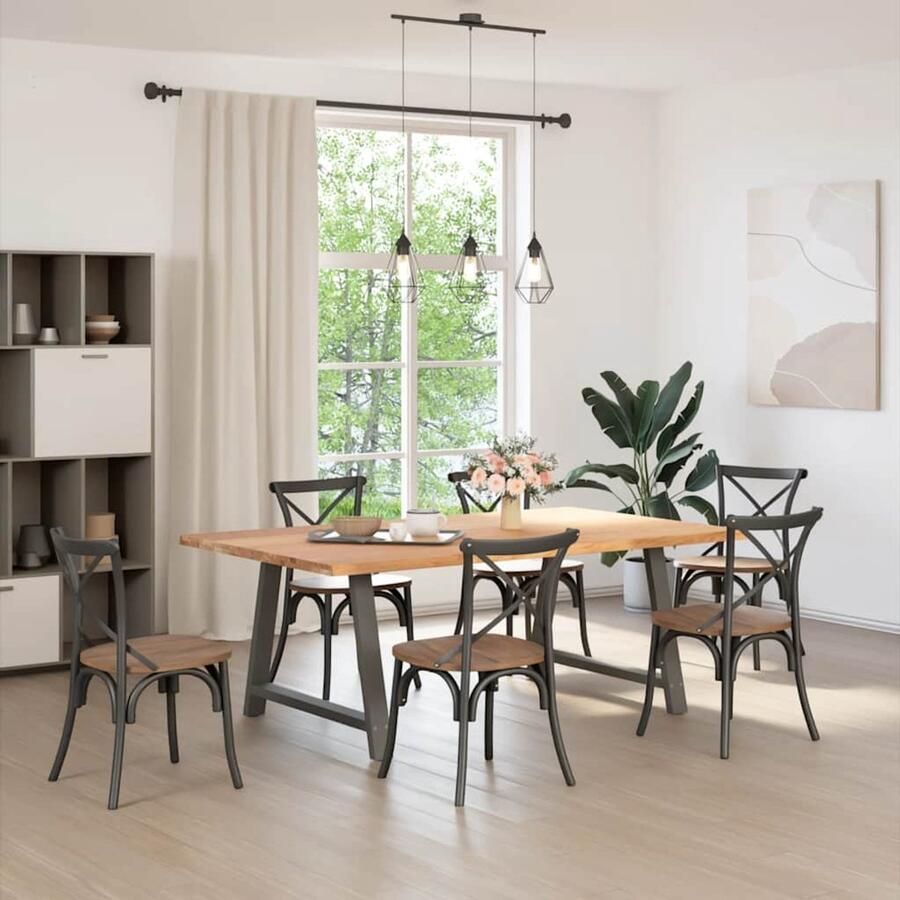 The Living Store Eettafel met natuurlijke rand massief eikenhout rechthoekig Eetkamertafel Houten Tafel Oak Wood Tafel Salontafel Grote Eetkamertafel