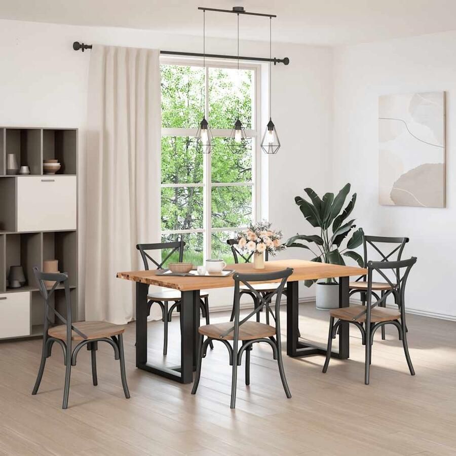 VidaXL Eettafel Rechthoekig 180x100x74 cm Massief Eiken Eetkamertafel Eikenhouten Tafel Rechte Eettafel Grote Eettafel Salontafel