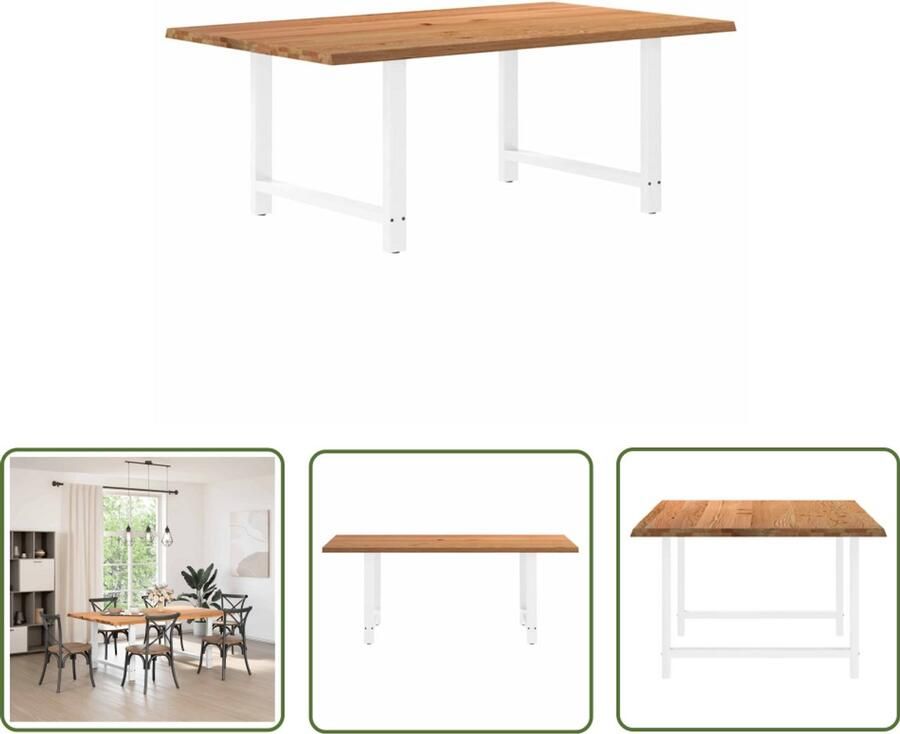 VidaXL Gereedschap Dynamische Sleutel Eettafel rechthoekig 200x120x74 cm massief eikenhout lichtbruin Draadspanning Torque Wrench Draaibare Sleutel