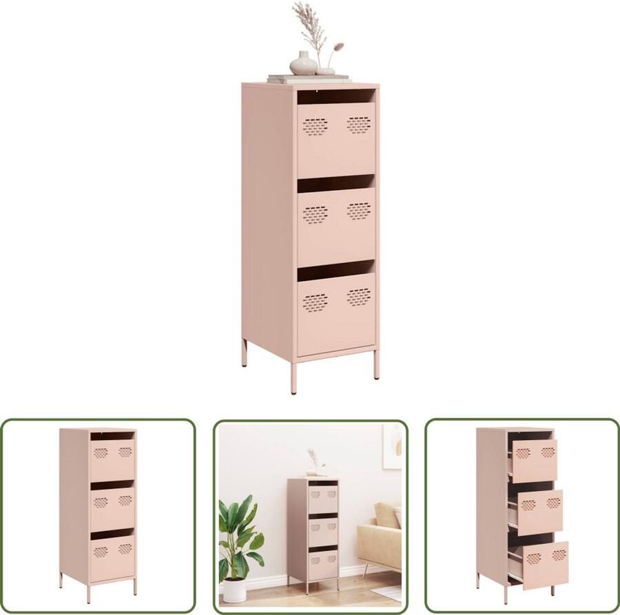 The Living Store Hoge kast 39x35x103 5 cm staal zwart Hoge Kast Roestvrijstalen Kast Metaalkast Opslagkast Boekenkast