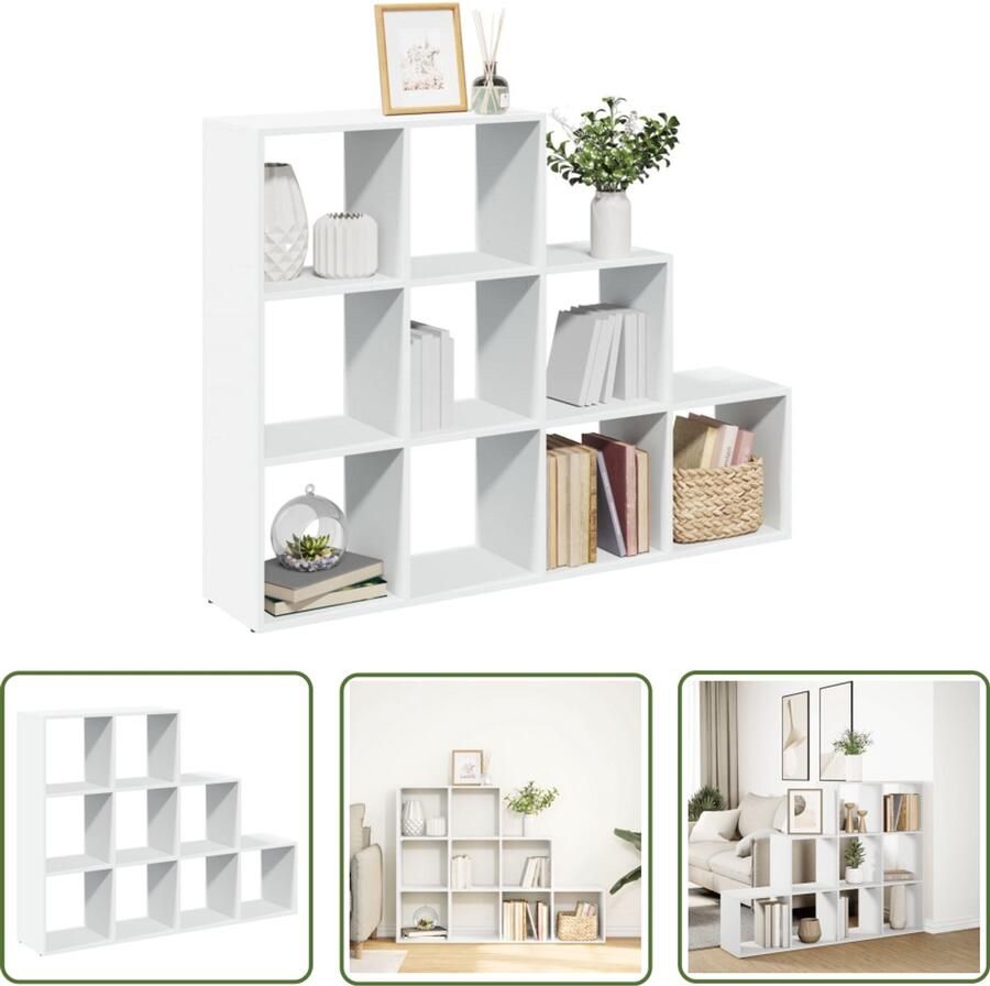 The Living Store Kamerscherm boekenkast 3-laags 137 5x29x103 5 cm hout wit Dynamische Sleutel Gereedschap Klikmechanisme Torque Wrench Spanner Set