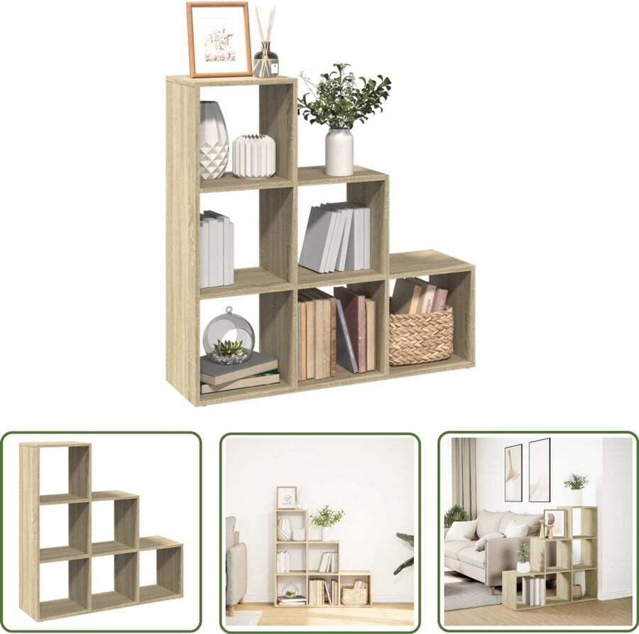 The Living Store Kamerscherm boekenkast 3-laags 99x29x99 cm hout sonoma eiken Dynamische Sleutel Gereedschap Klikmechanisme Torque Wrench Inch Pounds